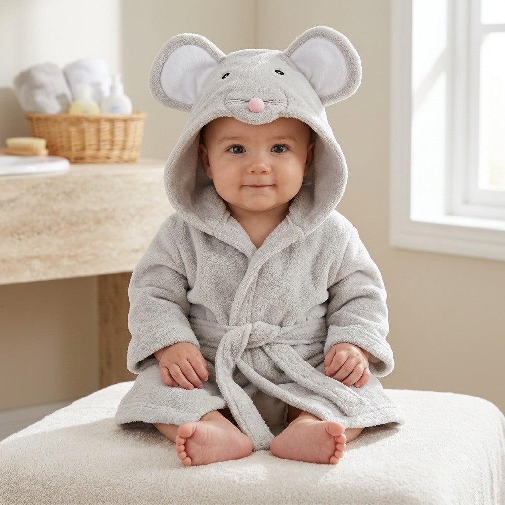 Baby Bathrobe Hooded Cotton Animal Towel Robe