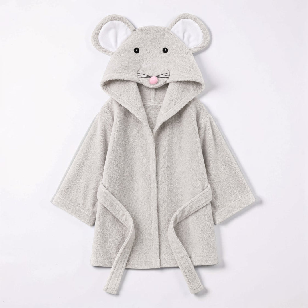 Baby-Bademantel aus Baumwolle mit Kapuze und Tiermotiv