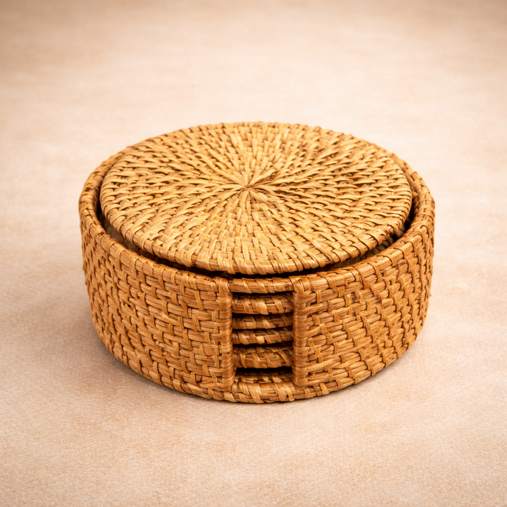 Beverage Coasters Woven Round Non Slip Tea Table Set