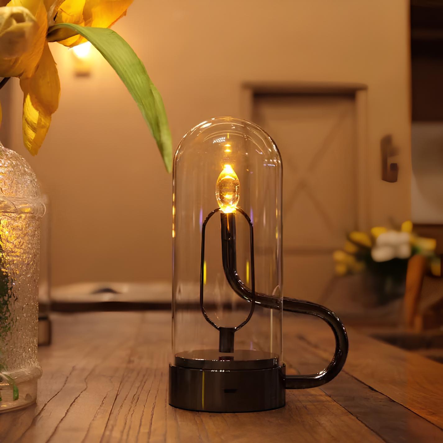 LED-Tischlampe Glaskuppel Wiederaufladbare Lampe