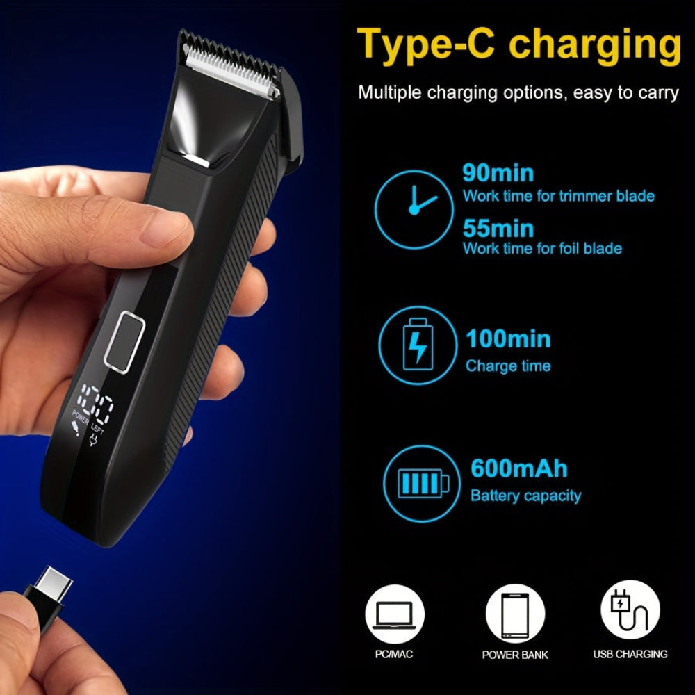 Body Hair Trimmer Rechargeable USB Electric Grooming Shaver