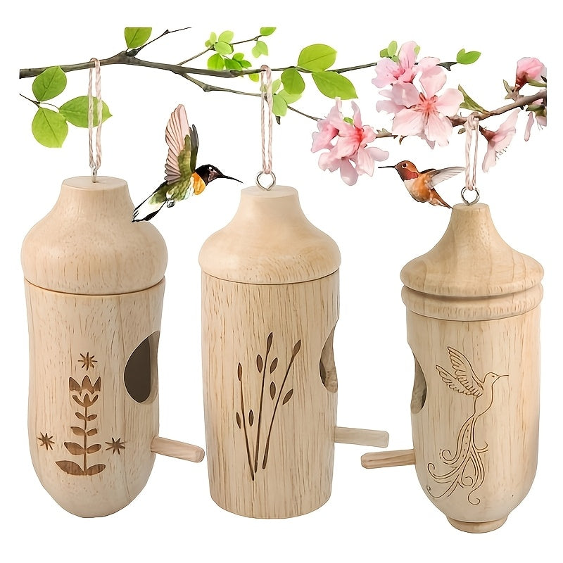 Wooden Hanging Hummingbird Nesting House Set