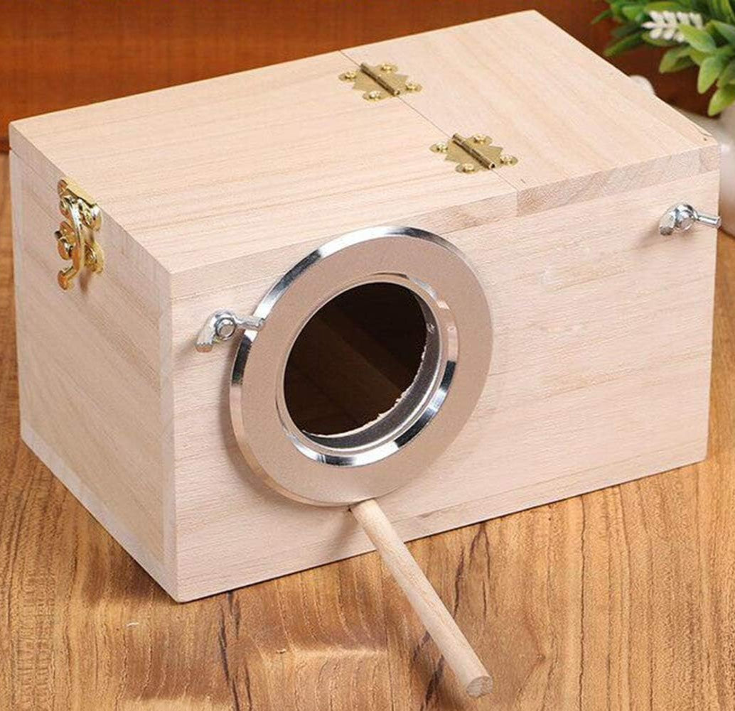 Bird Box Wooden Breeding Nest Cage Accessory