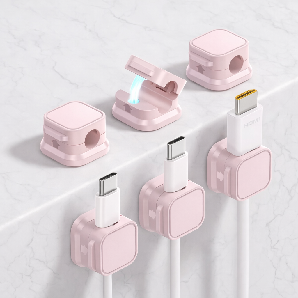 Cable Organizer Magnetic Cord Holder Adhesive Desktop Charging Clips