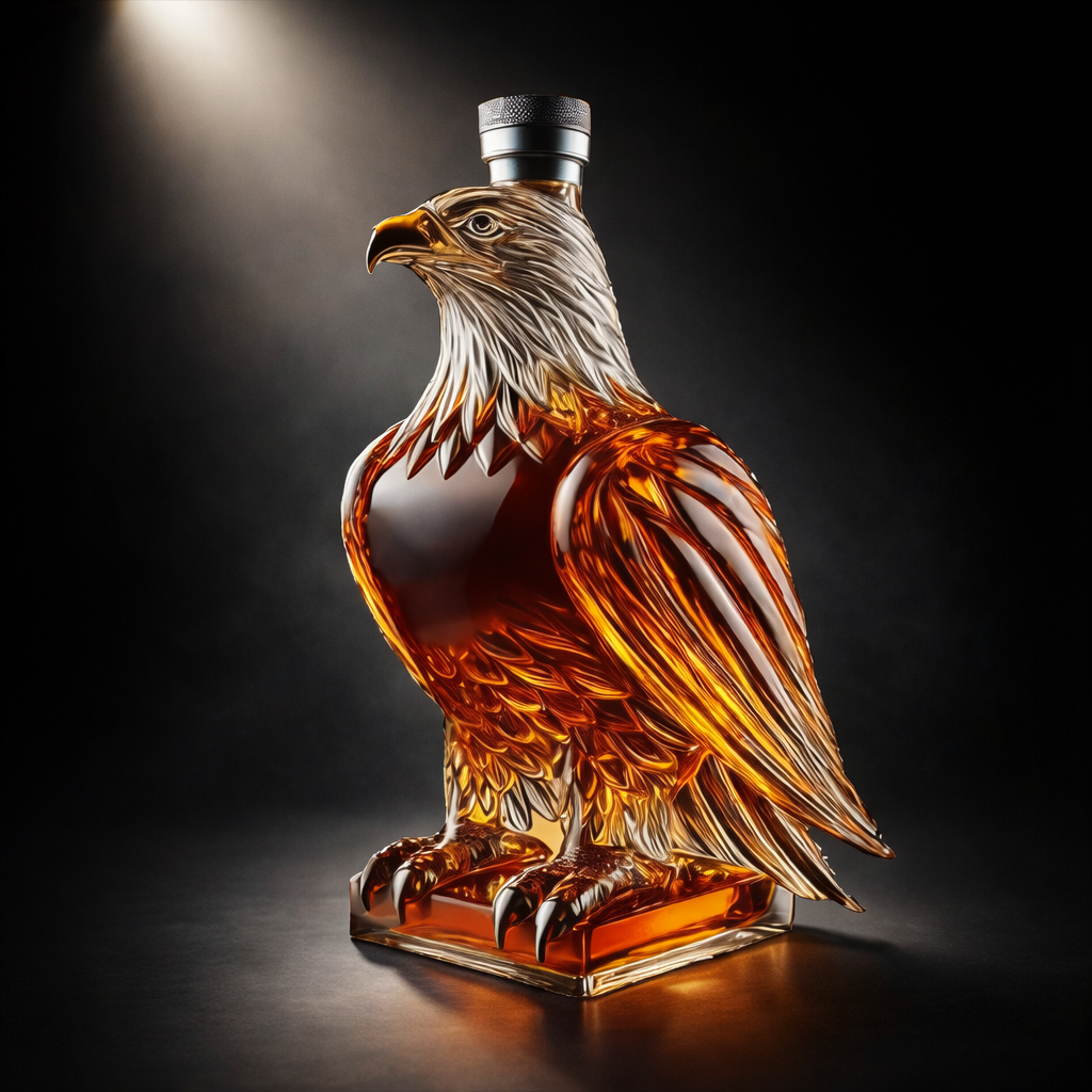 Whiskey Decanter Eagle Sculpture Glass Bar Bottle