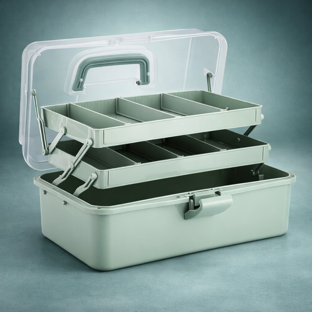 Storage Box Multi Layer Organizer Handle Removable Trays