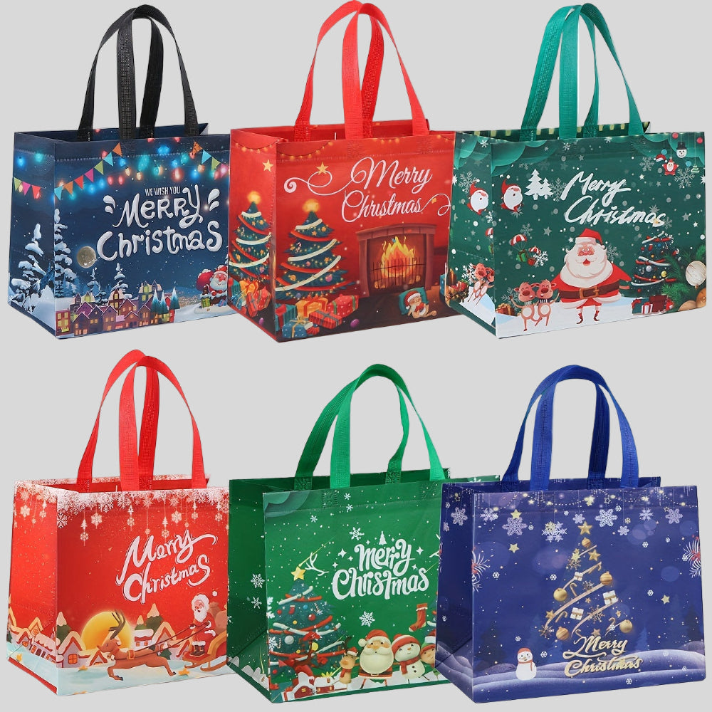 Christmas Bags Reusable Large Tote Set Holiday Presents