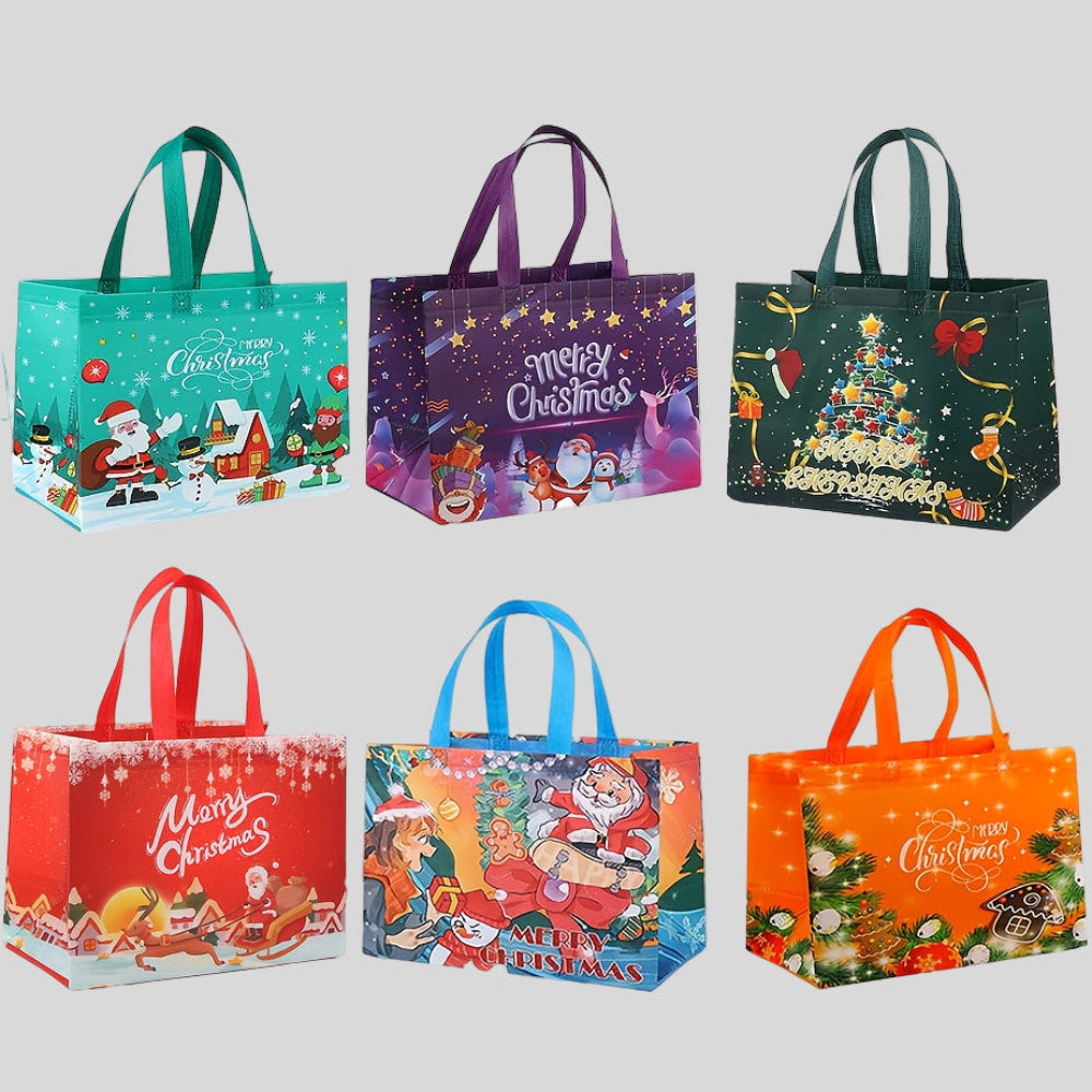 Christmas Bags Reusable Large Tote Set Holiday Presents
