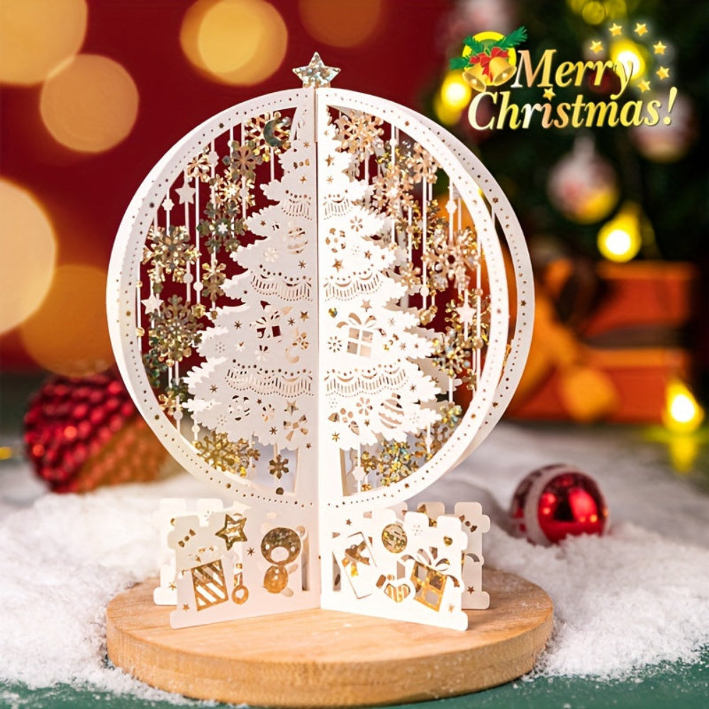 Christmas Cards 3D Pop Up Laser Cut Tree Ornament Display