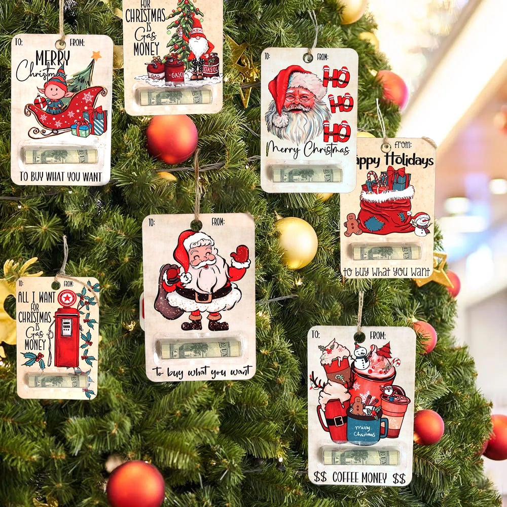 Christmas Cards Wooden Money Holder Ornament Decoration