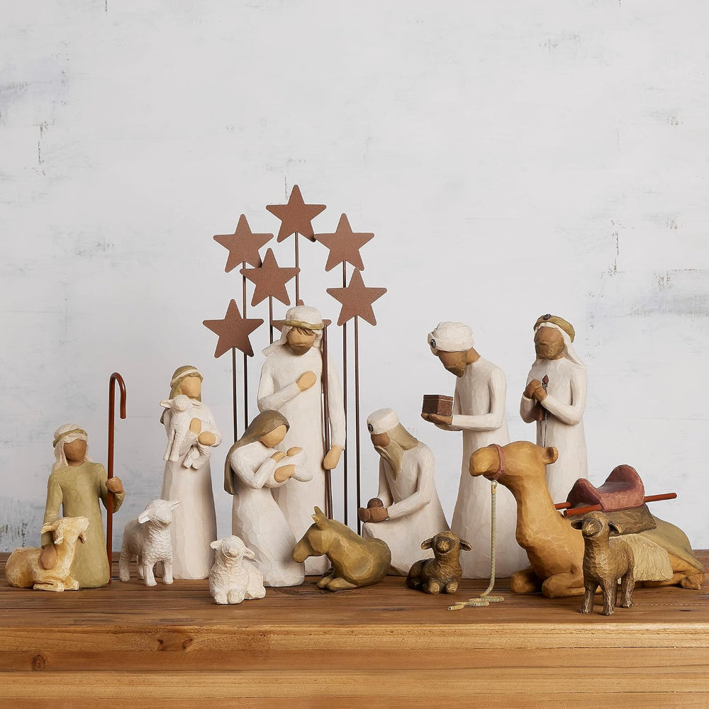 Christmas Decor Nativity Scene Rustic Carved Figurine Set