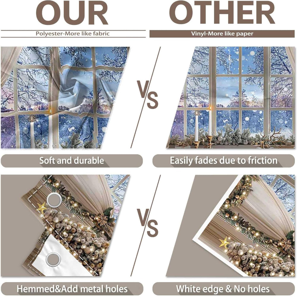 Christmas Decor Window Scene Backdrop Winter Holiday Display