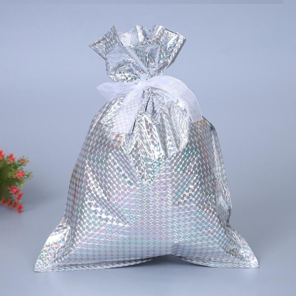 Set de bolsas de regalo de Navidad reutilizables de papel metalizado para envolver regalos festivos