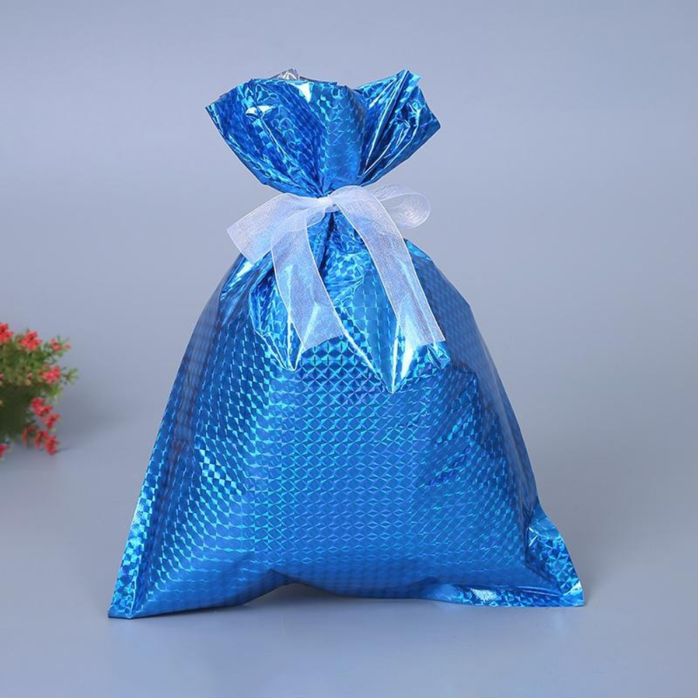 Set de bolsas de regalo de Navidad reutilizables de papel metalizado para envolver regalos festivos
