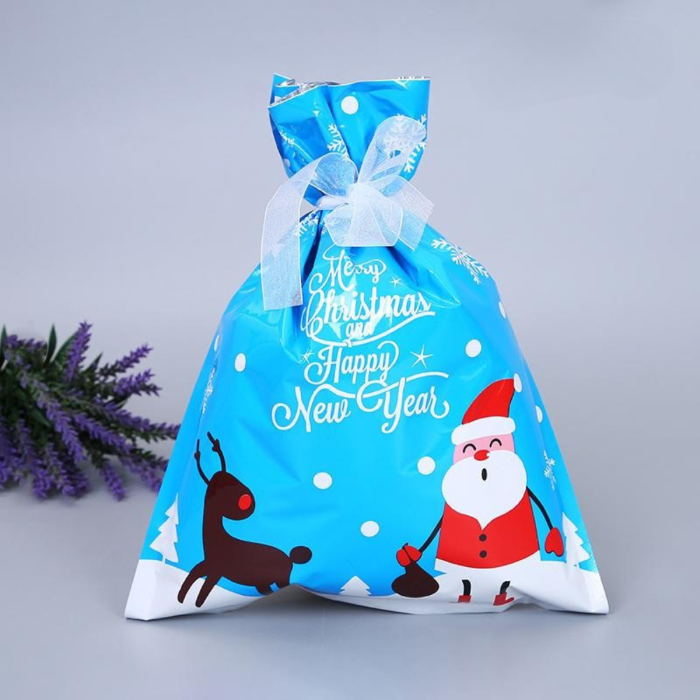 Set de bolsas de regalo de Navidad reutilizables de papel metalizado para envolver regalos festivos