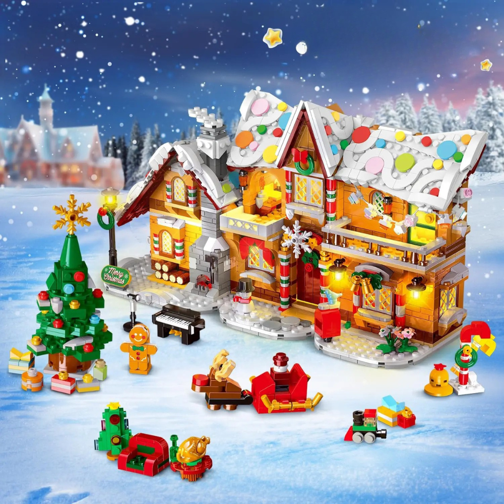 Vánoční dárek Sada na stavbu perníkového domečku s LED světly