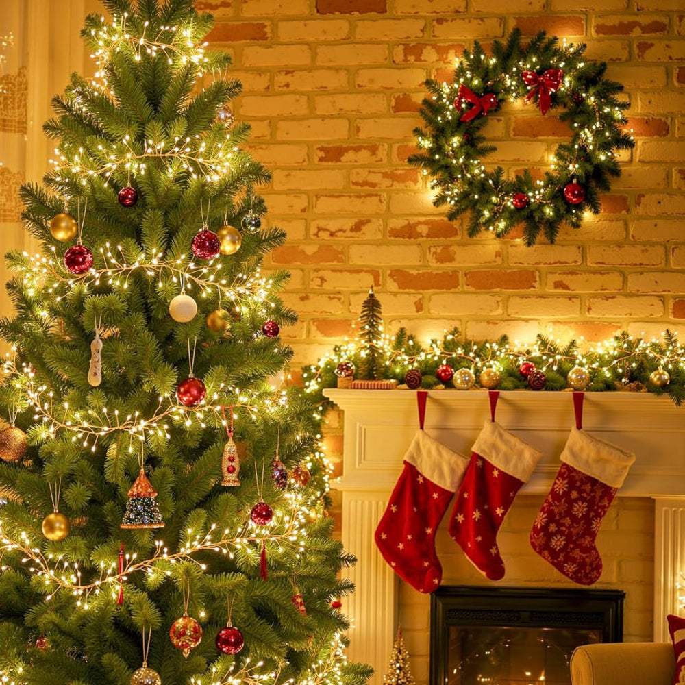 Luces de Navidad LED impermeables con alambre plateado, luces de hada tipo petardo