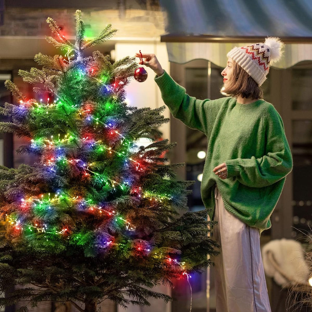 Luces de Navidad LED impermeables con alambre plateado, luces de hada tipo petardo