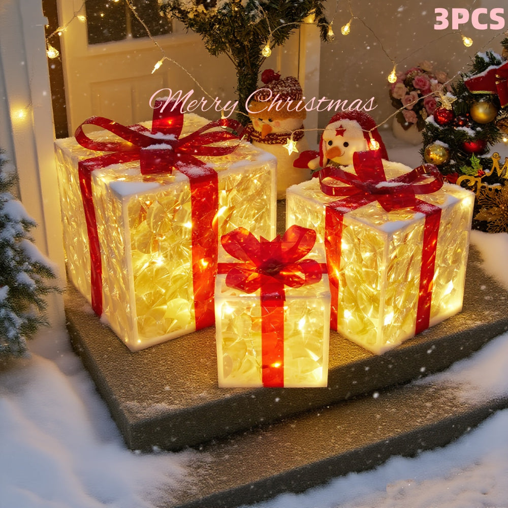 Christmas Lights Lighted Gift Box Outdoor Holiday Yard Porch Display