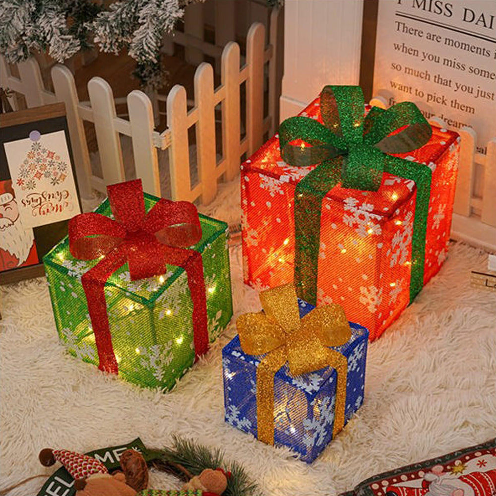 Christmas Lights Lighted Gift Box Outdoor Holiday Yard Porch Display