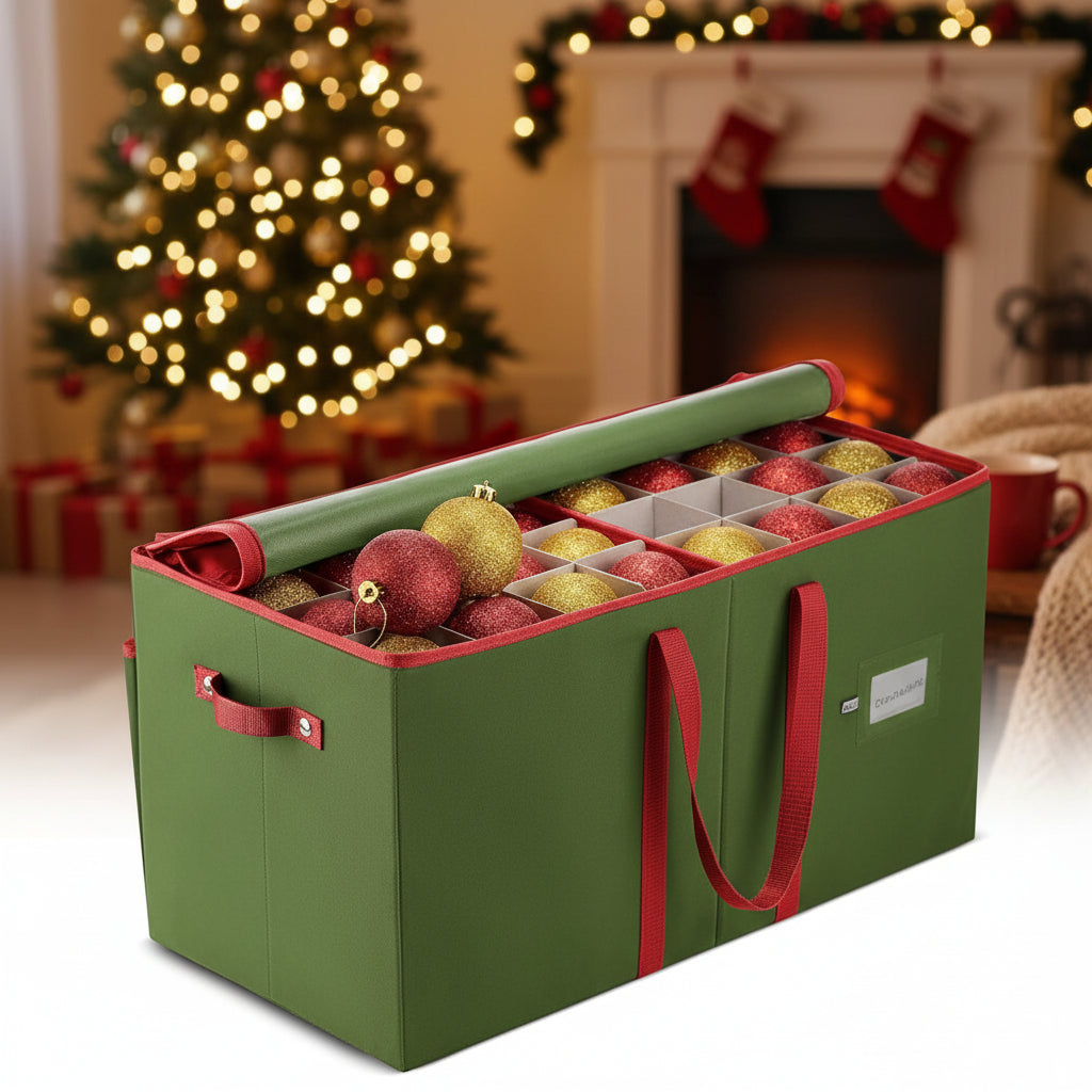 Christmas Ornament Storage Box Large Divider Organizer