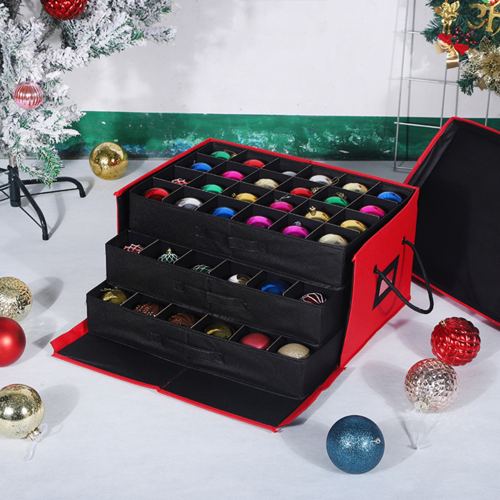 Christmas Ornament Storage Box Stackable Tray Organizer