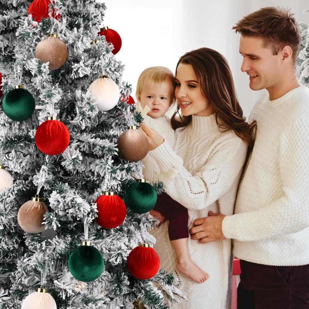 Christmas Ornaments Holiday Decorations Textured Ball Set