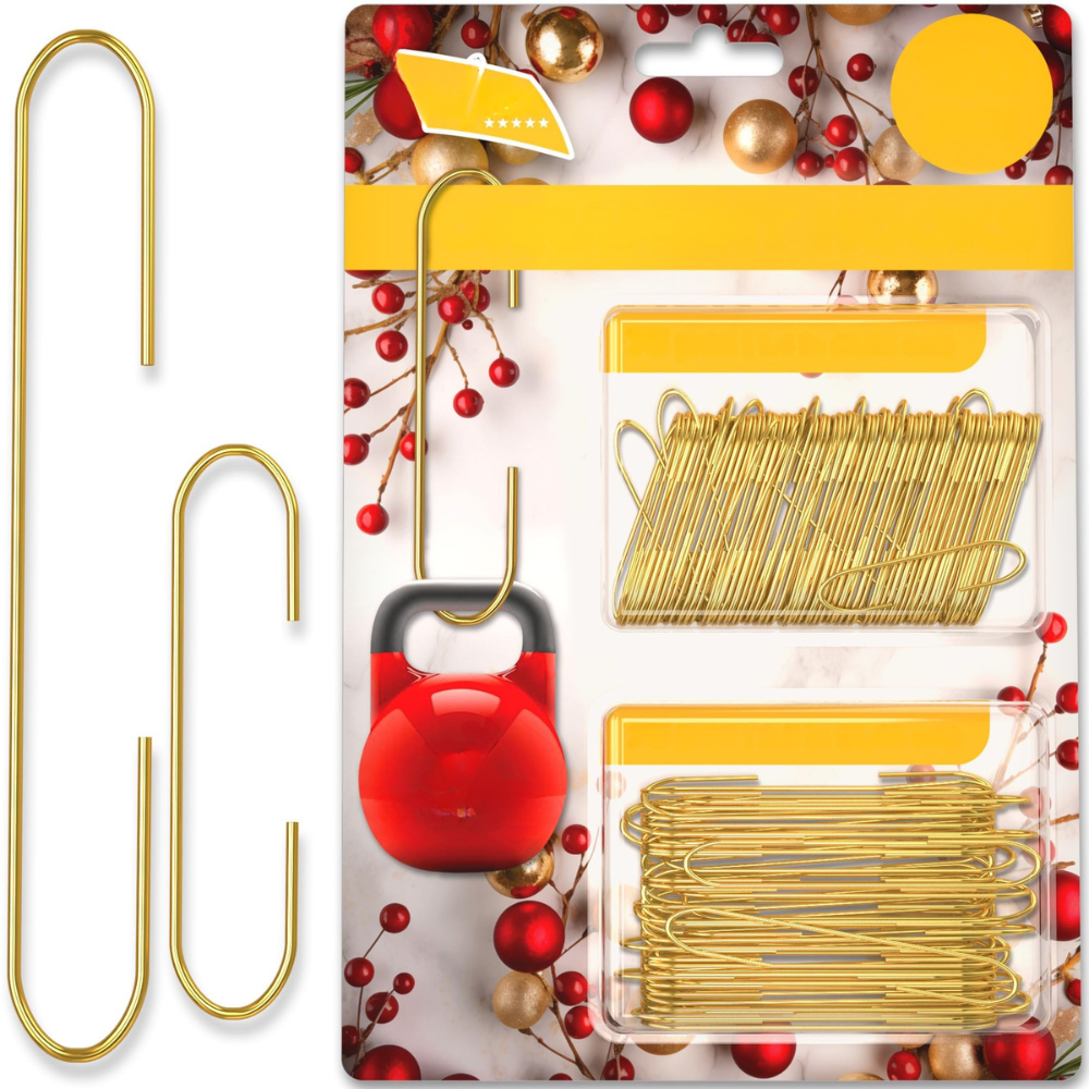 Vánoční ozdoby háčky kovové silné závěsné sváteční dekorace sada