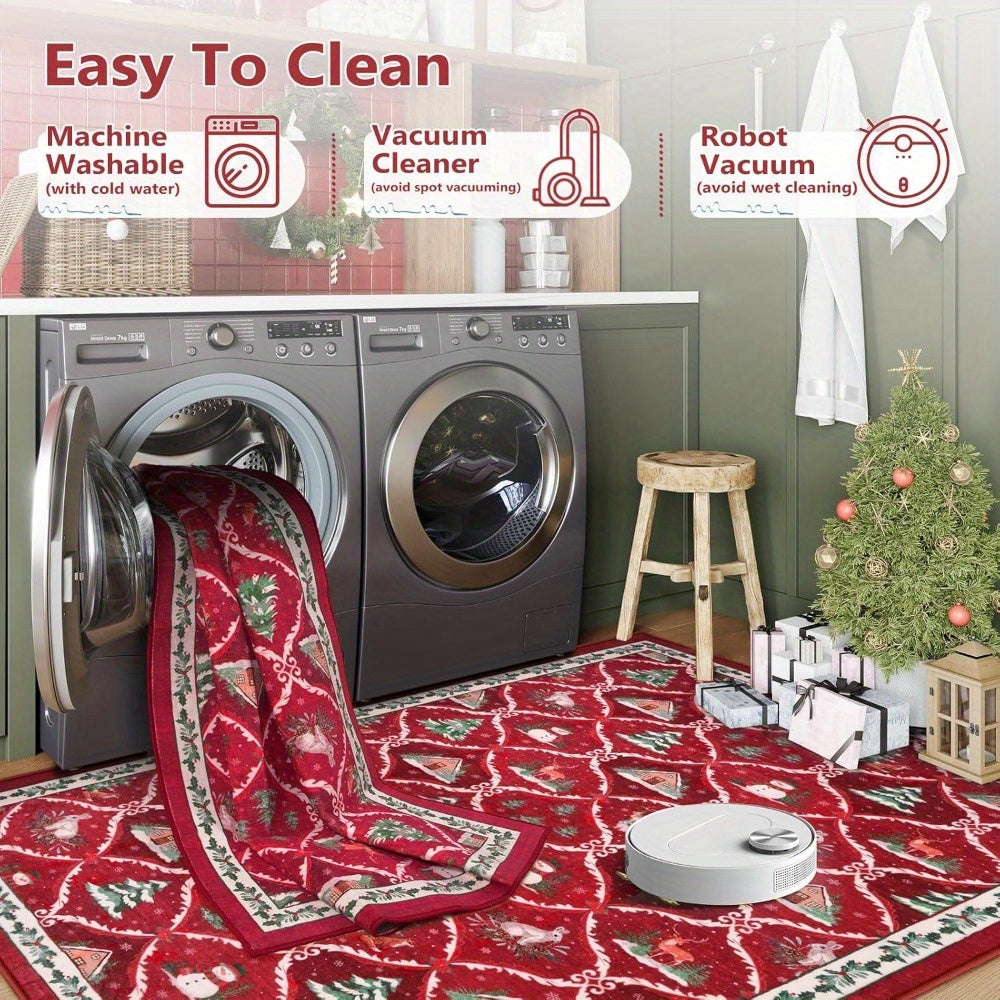 Christmas Runner Red Rug Holiday Hallway Carpet Home Decor