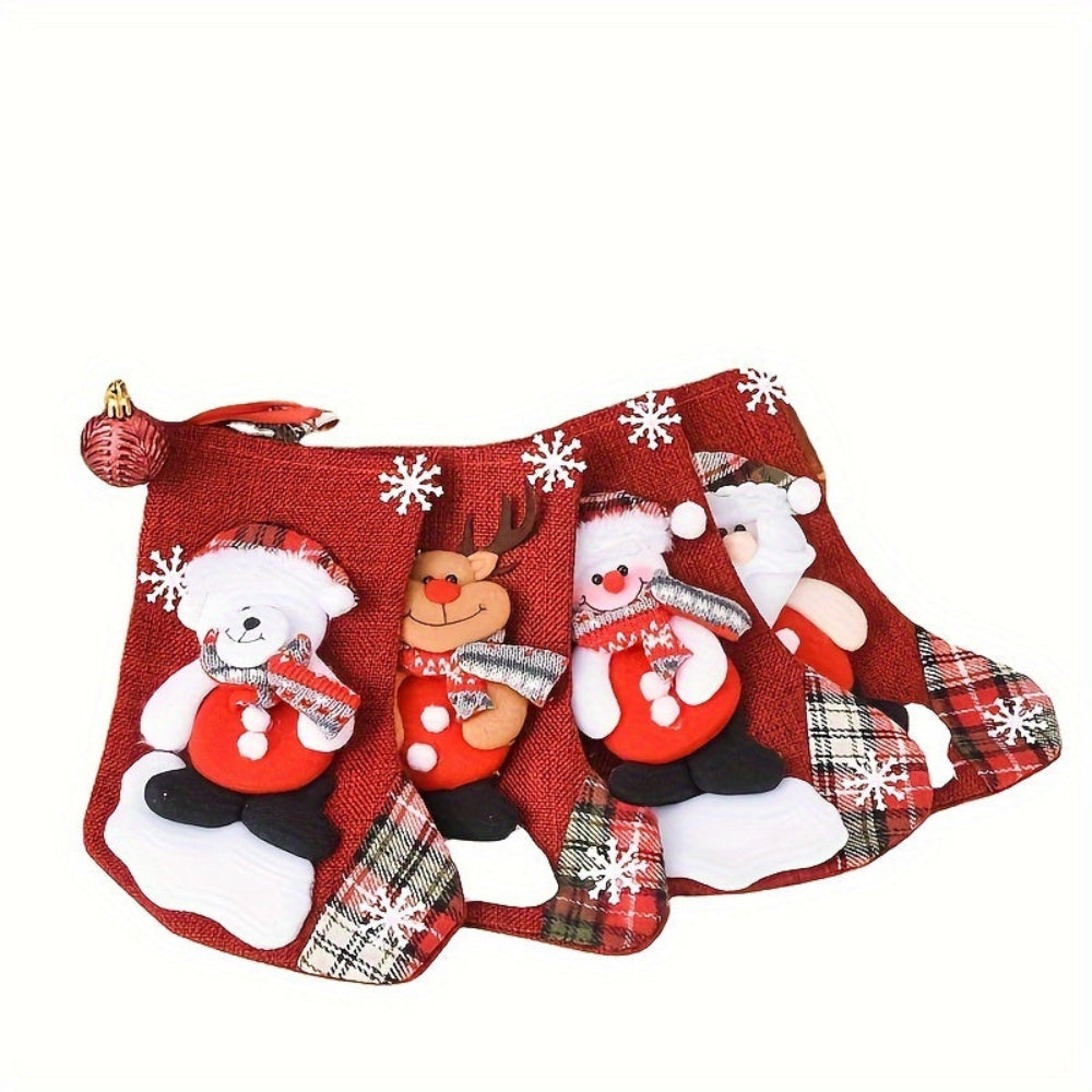 Christmas Stockings Santa Snowman Reindeer Holiday Fireplace Decor