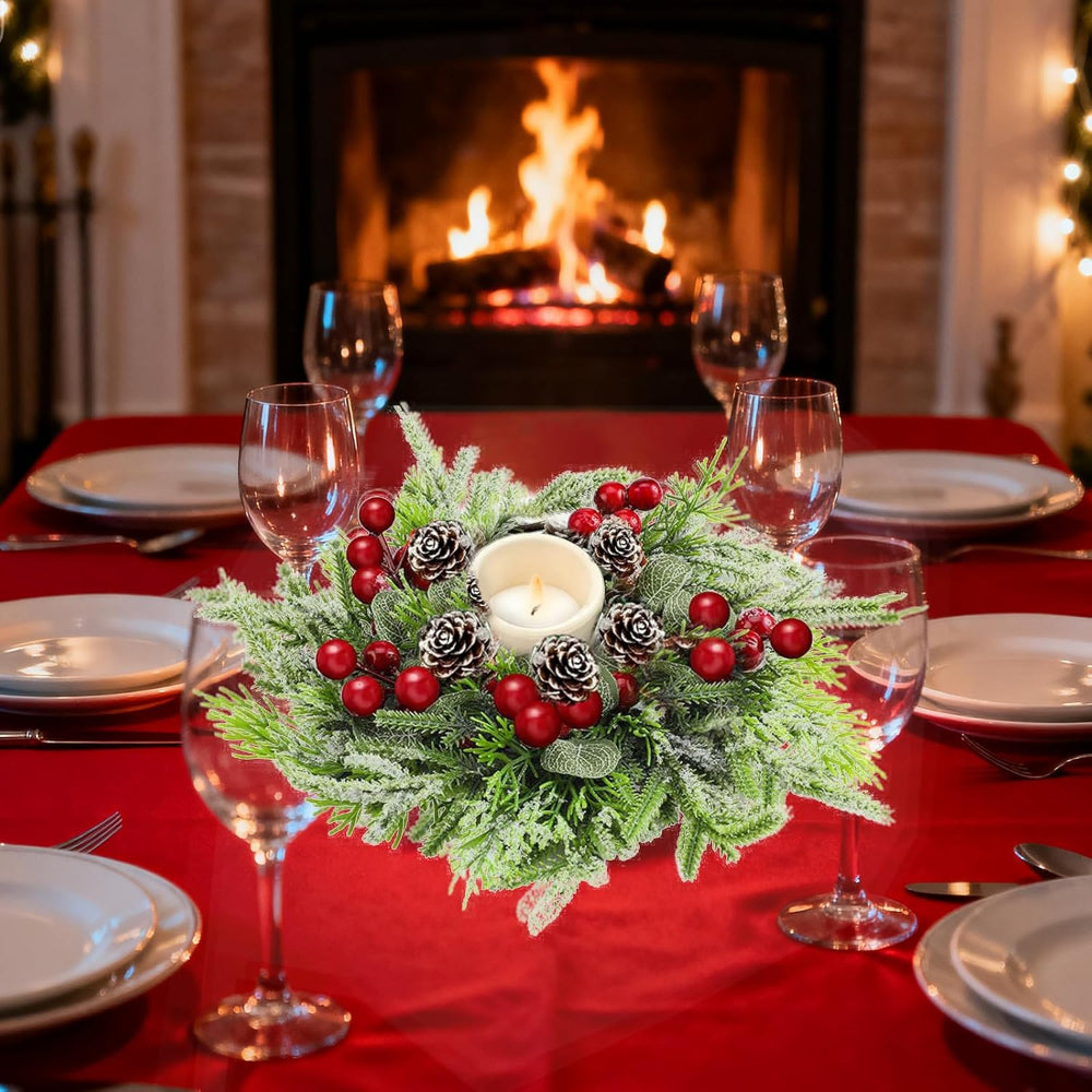 Christmas Table Decorations Centerpiece Candle Ring Set