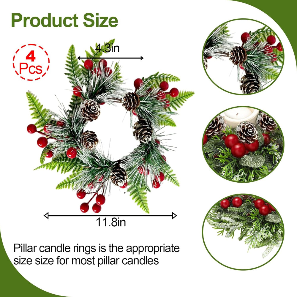 Christmas Table Decorations Centerpiece Candle Ring Set