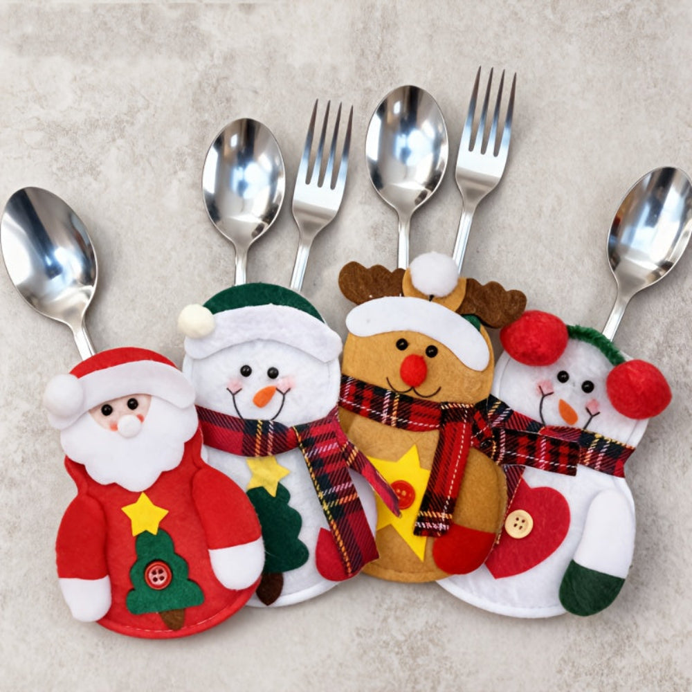 Christmas Table Decorations Festive Cutlery Holders Set