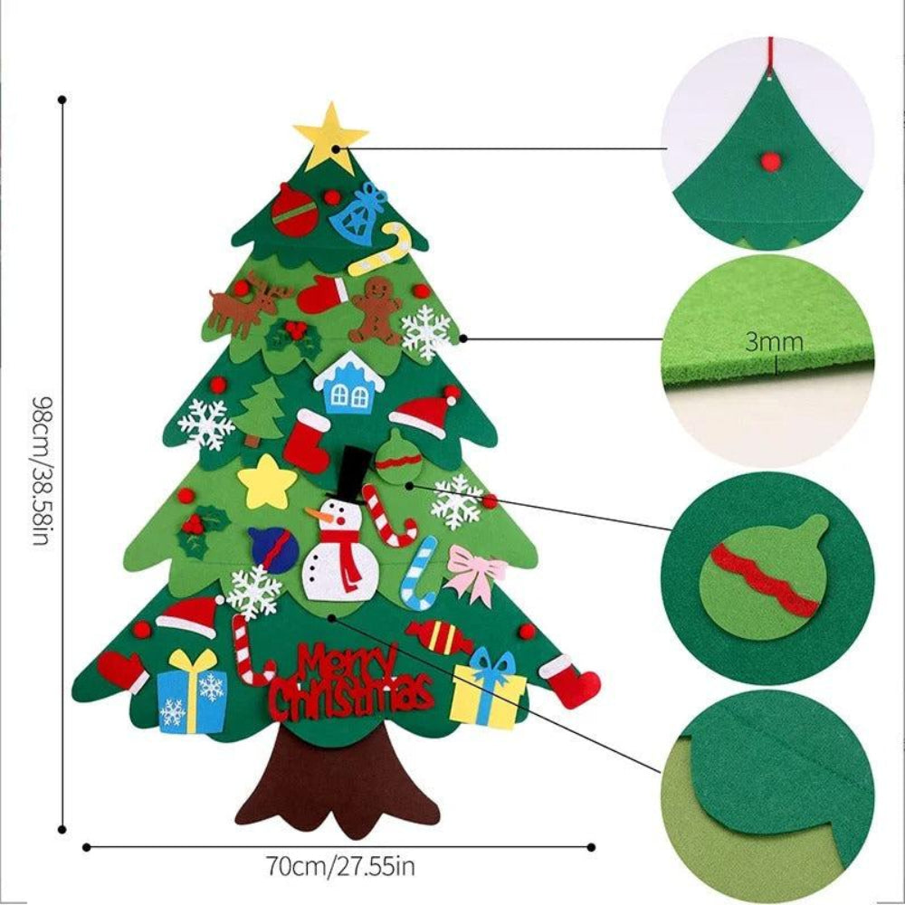 Christmas Tree Kids Felt Activity Set Ornaments Lights Wall Hanging