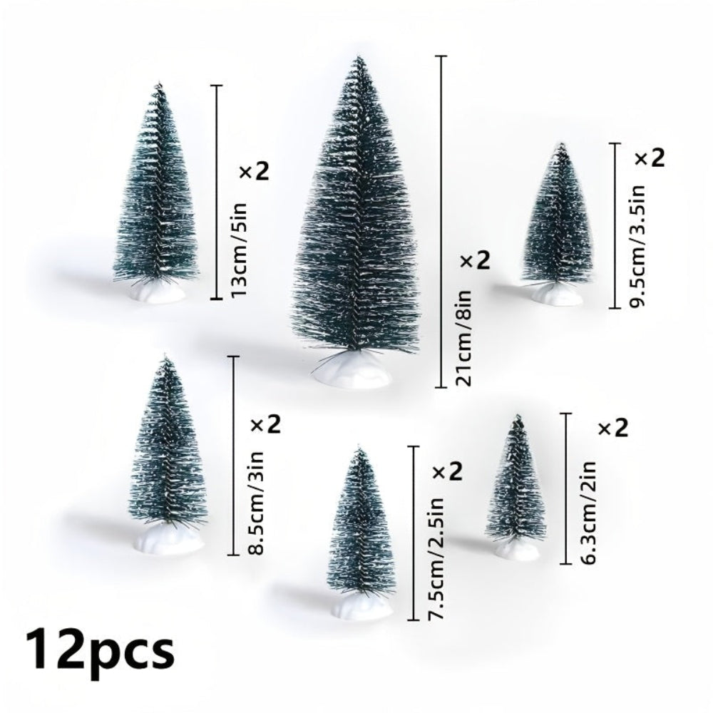 Christmas Tree Set Mini Pine Snow Tabletop Display