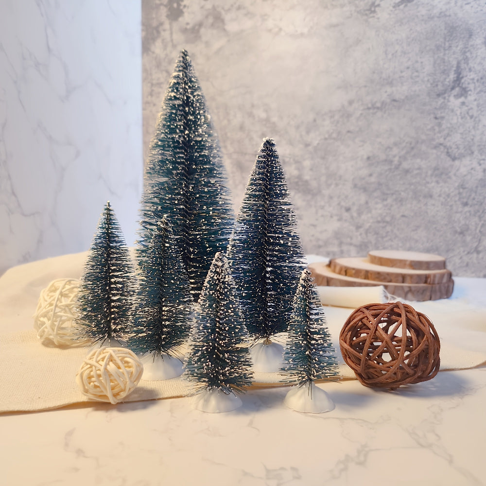 Christmas Tree Set Mini Pine Snow Tabletop Display