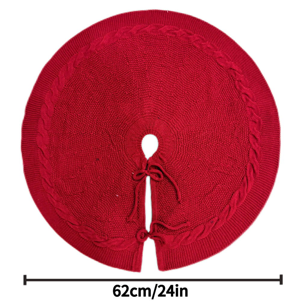 Christmas Tree Skirt Cable Knit Round Holiday Decoration