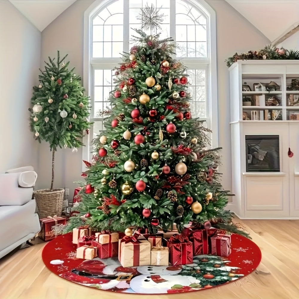 Christmas Tree Skirt Santa Snowman Holiday Decoration Mat