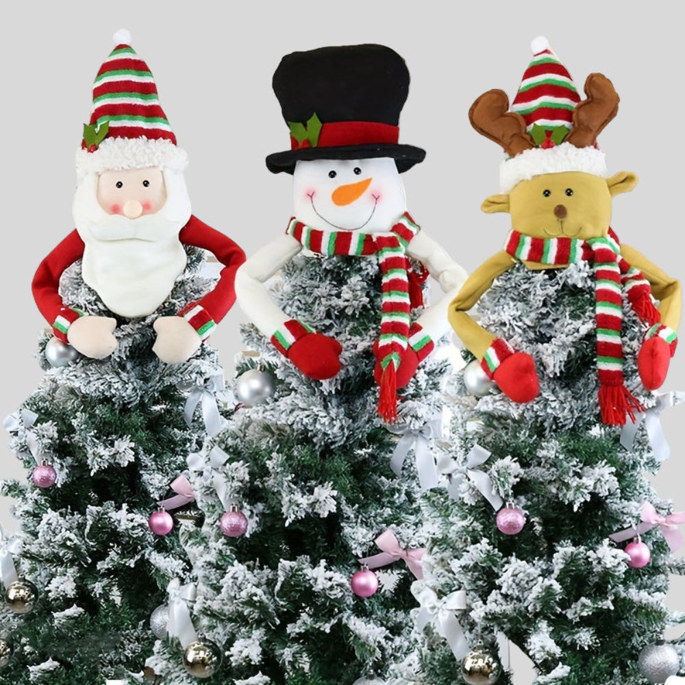 クリスマスツリートッパー ぬいぐるみ サンタ スノーマン トナカイ デコレーション