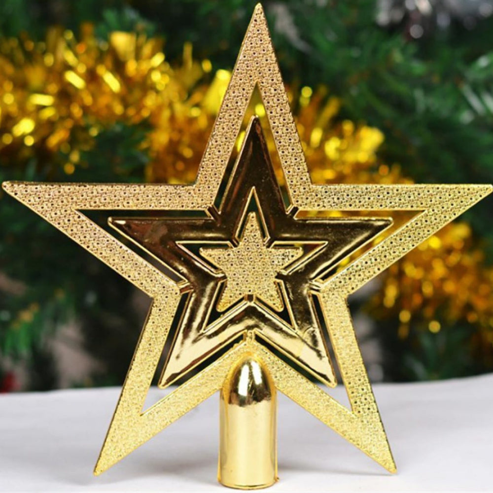 Christmas Tree Topper Star Gold Sparkle Decoration