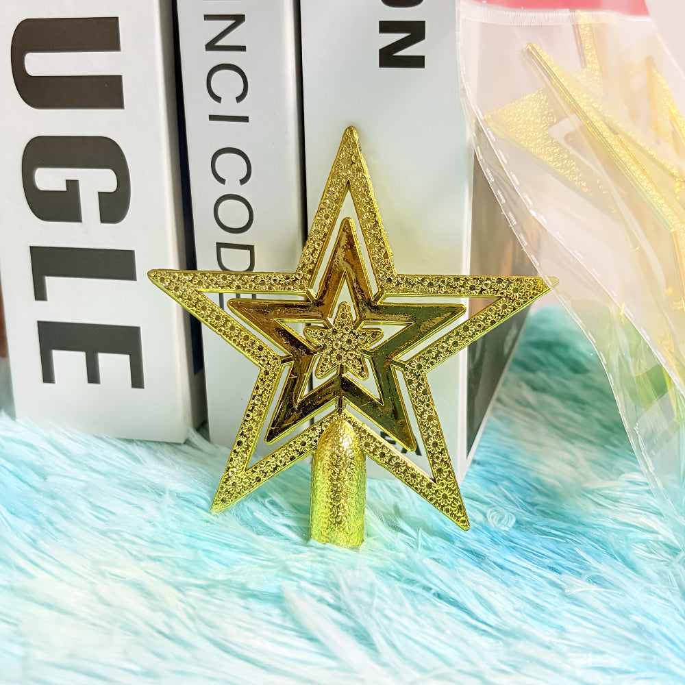 Christmas Tree Topper Star Gold Sparkle Decoration