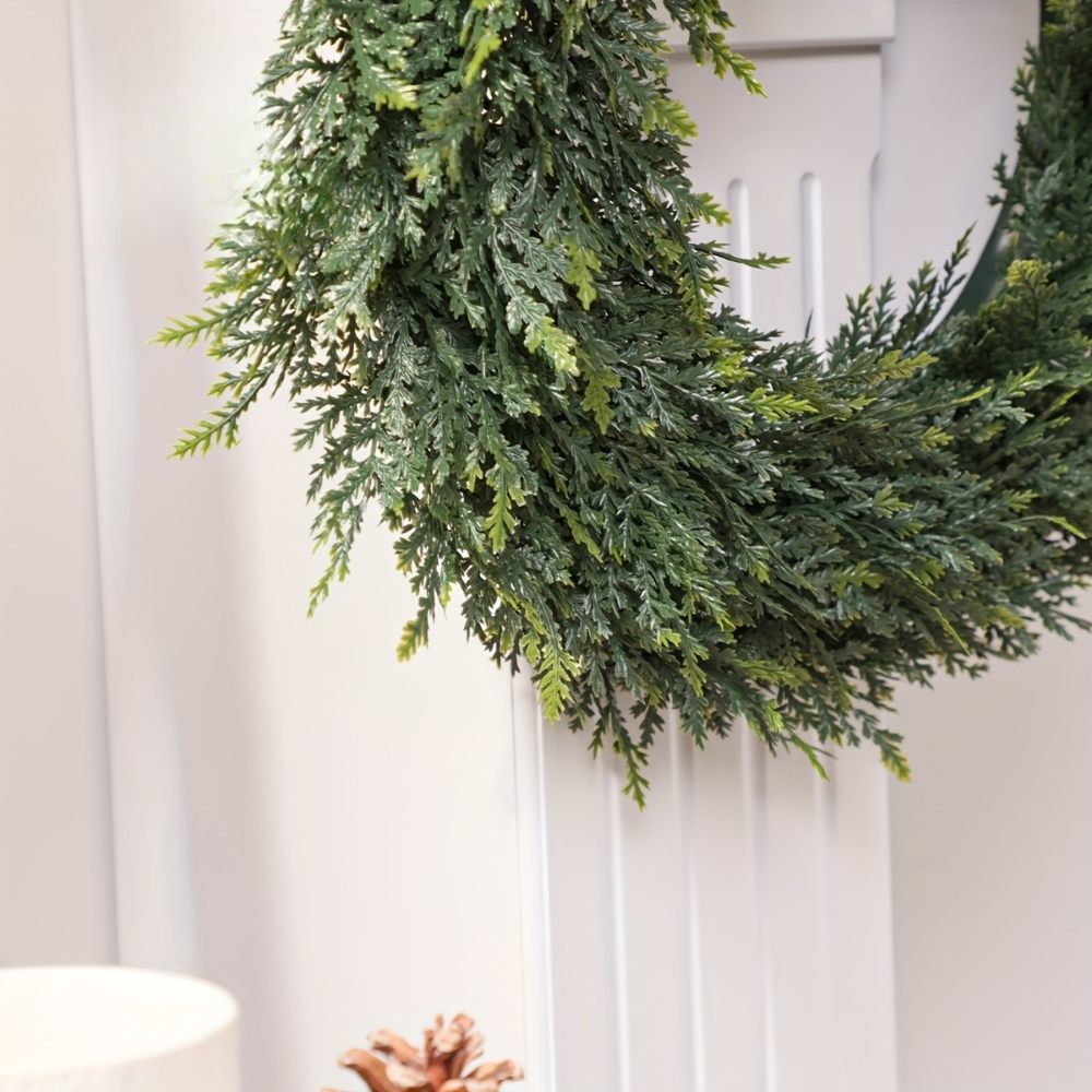 クリスマスリース 人工杉 前ドア用 グリーン葉装飾