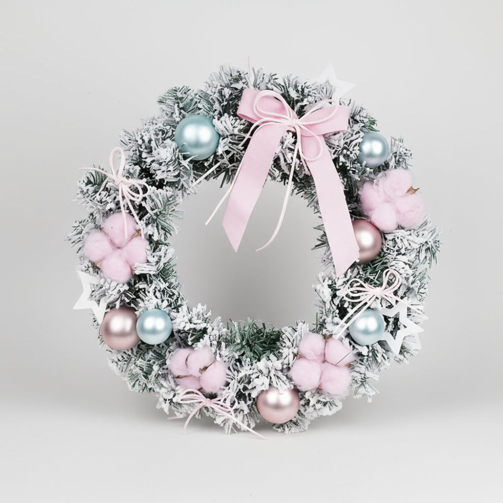 Christmas Wreath Pastel Pink Blue Front Door Hanging Decoration