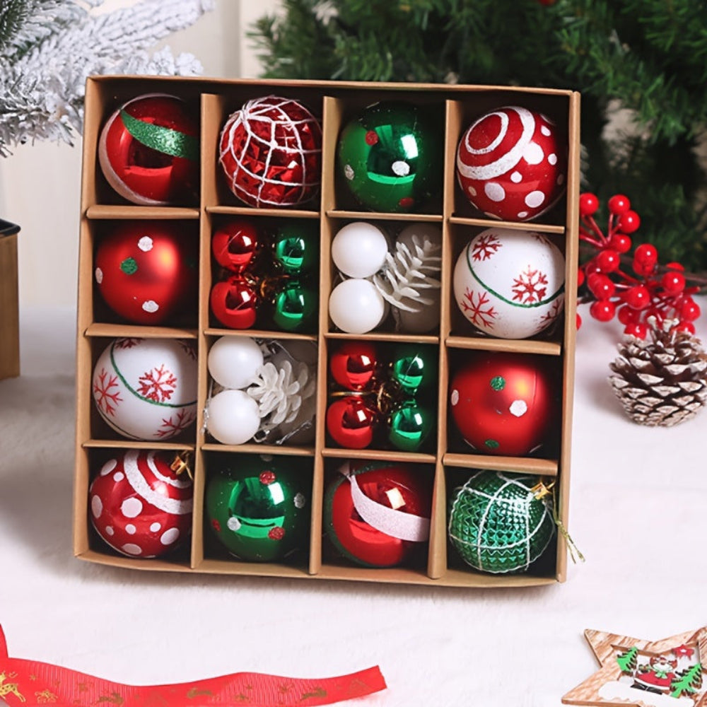 Juego de adornos navideños clásico para colgar en árbol, bolas decorativas