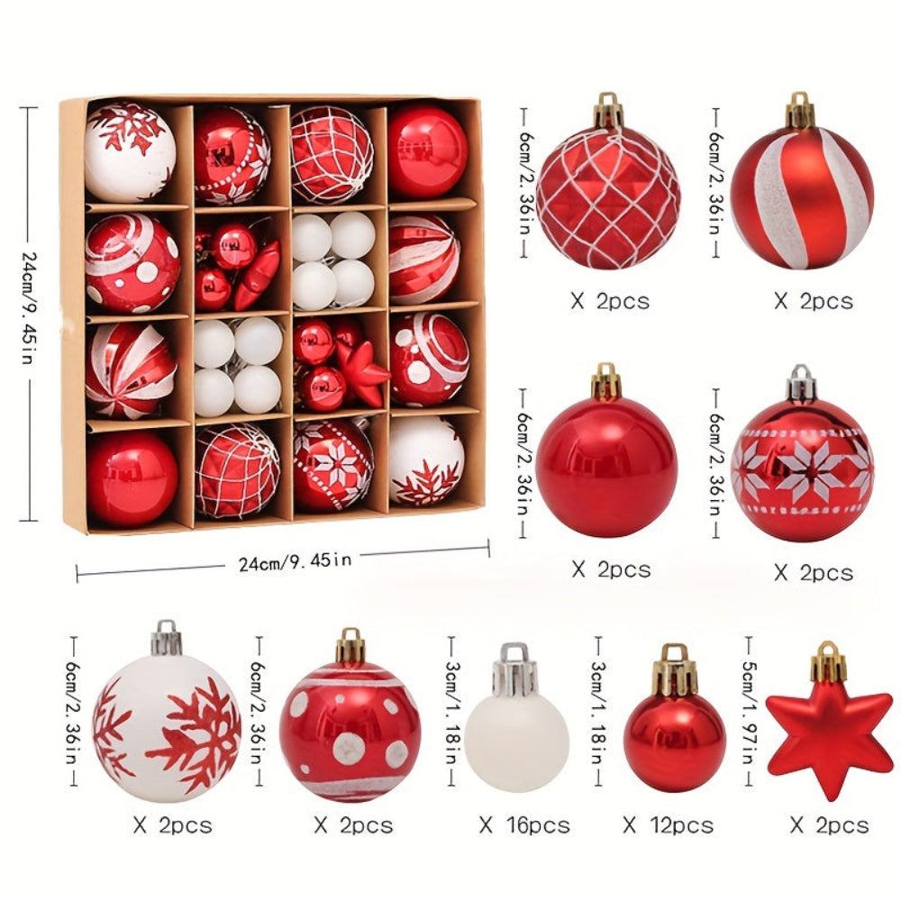 Juego de adornos navideños clásico para colgar en árbol, bolas decorativas