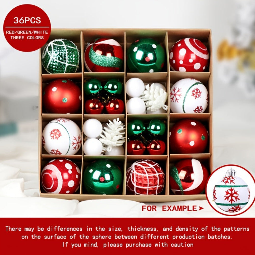 Juego de adornos navideños clásico para colgar en árbol, bolas decorativas