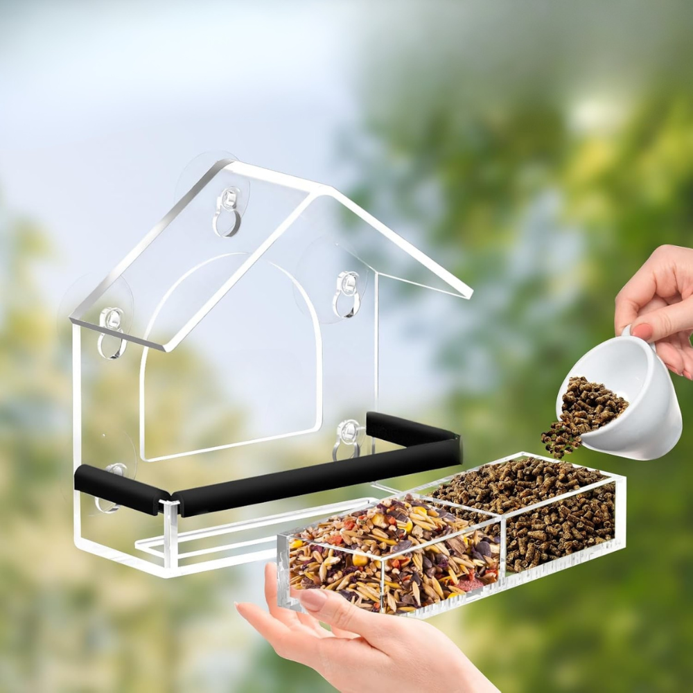 Bird Feeder Clear Acrylic Window Suction House