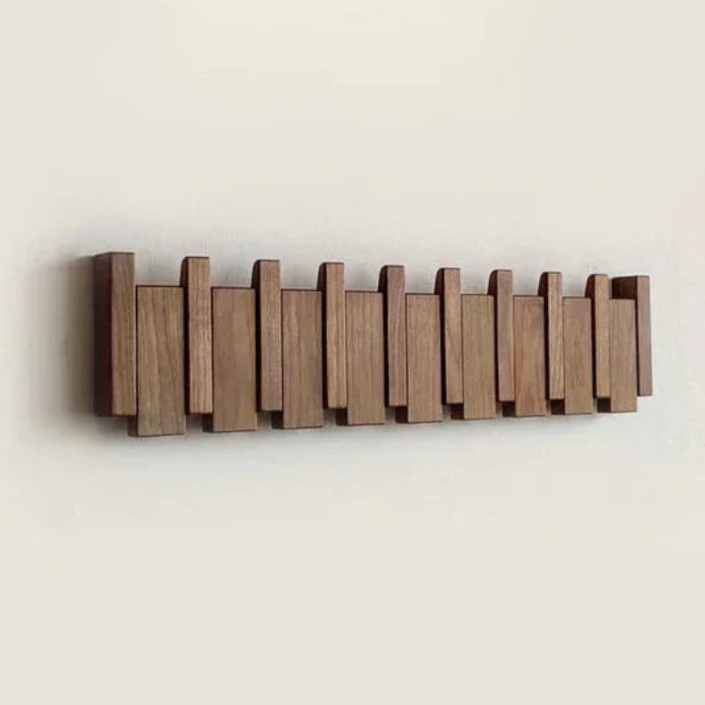 Wall Coat Rack Wooden Folding Hooks Space Saving Entryway
