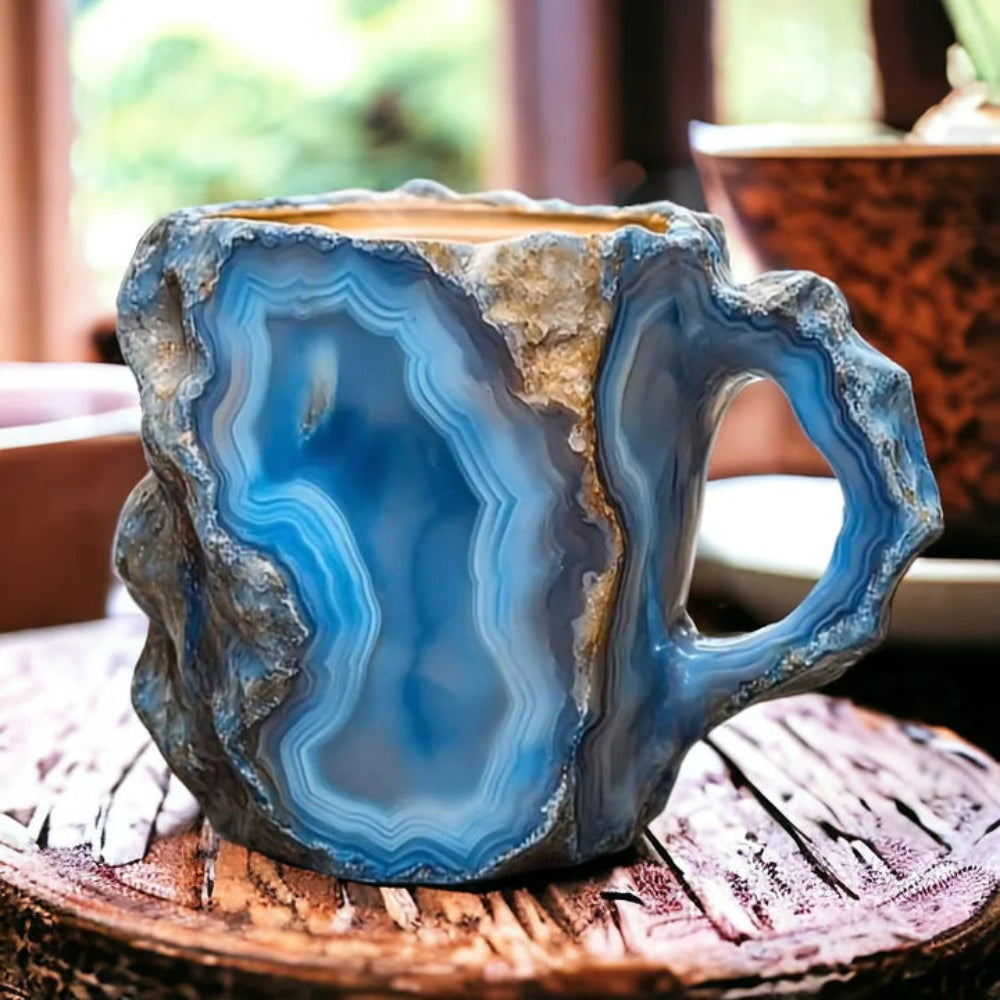 Coffee Mug Crystal Stone Ceramic Geode Style Insulated Cup