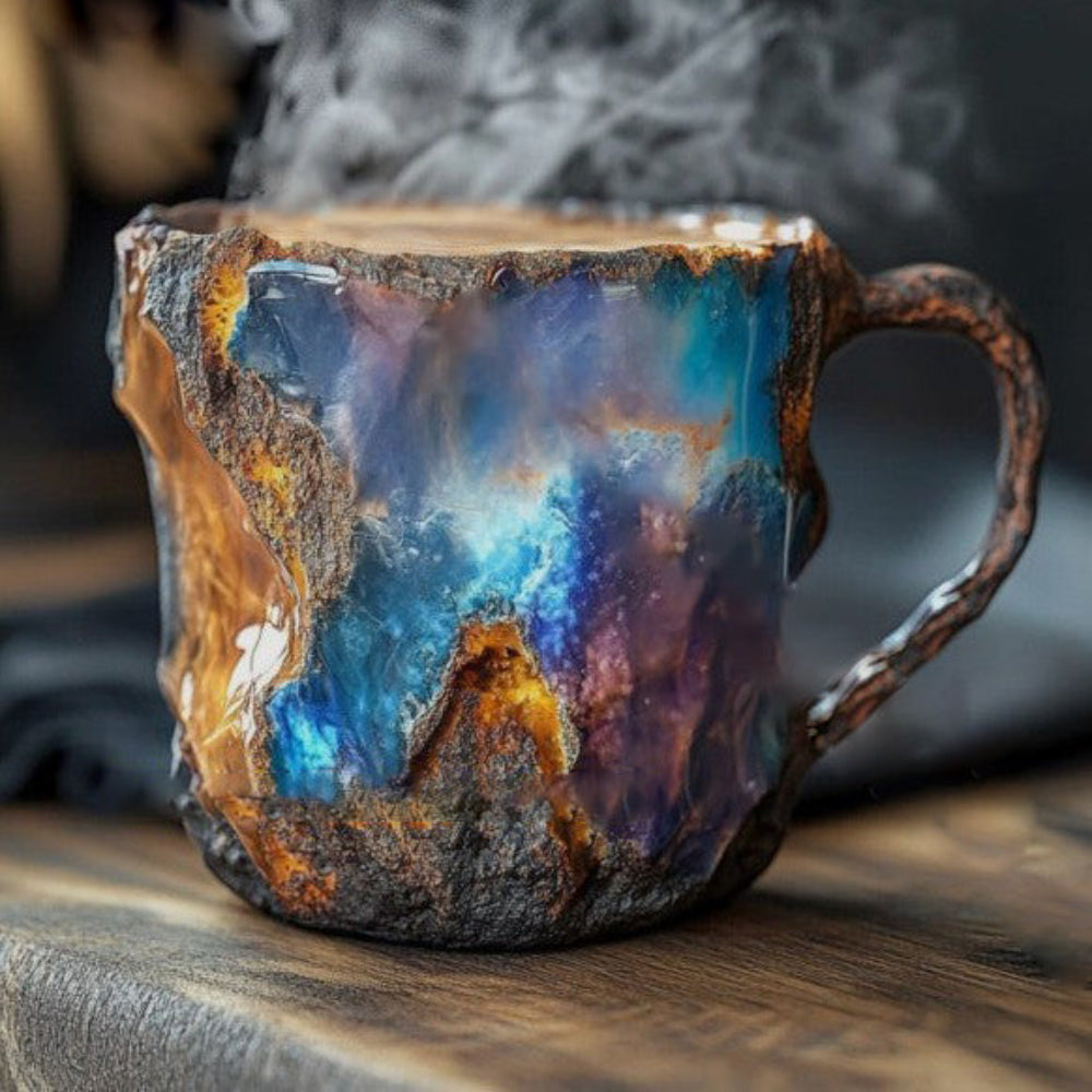 Coffee Mug Crystal Stone Ceramic Geode Style Insulated Cup